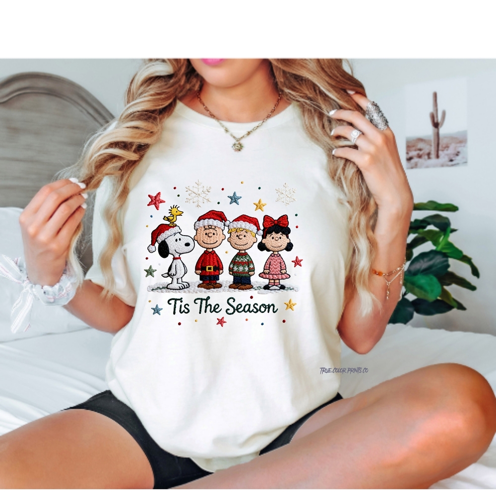 Festive Holiday Snoopy And Friends 'Tis The Season Short Sleeve Tee